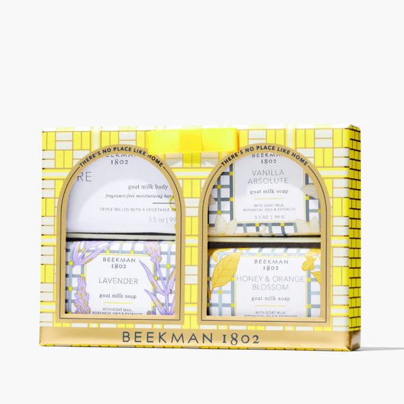 Beekman Goat Milk Travel Sized Bar Soap Gift Set - Lavender, Orange Blossom, Vanilla Absolute, Pure