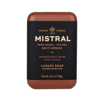 Mistral Men's Luxury French Bar Soap 8.8oz 250g - Mahogany Rum