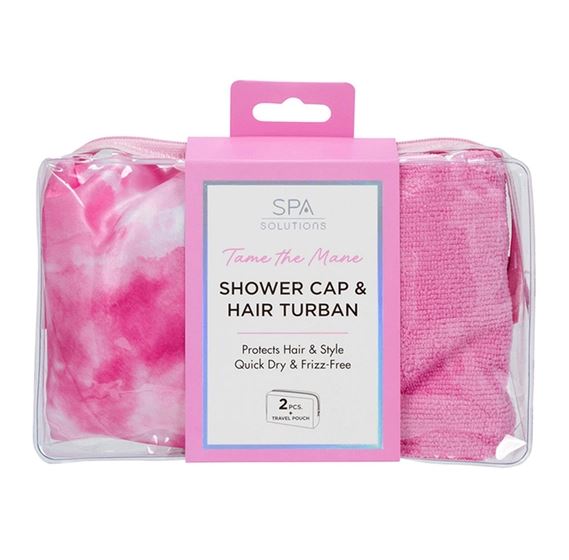 Spa Solutions Tame the Mane Shower Cap & Hair Turban Set