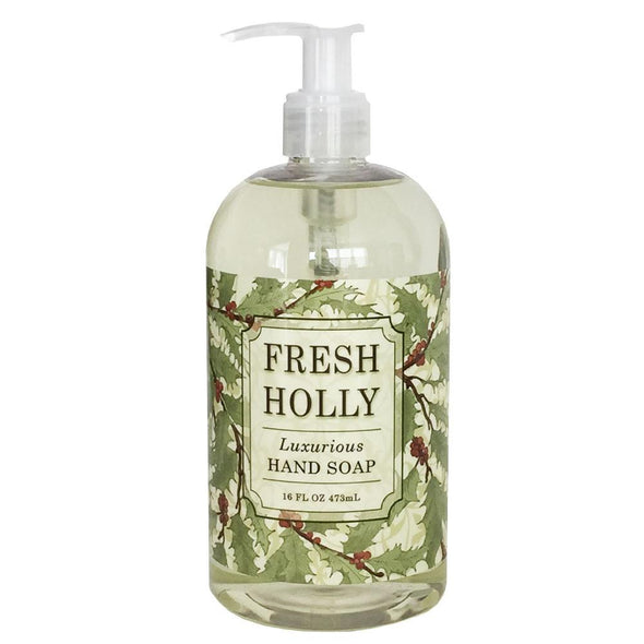 greenwich bay trading company body care liquid hand soap holiday festive winter christmas fresh holly scented in green pump bottle